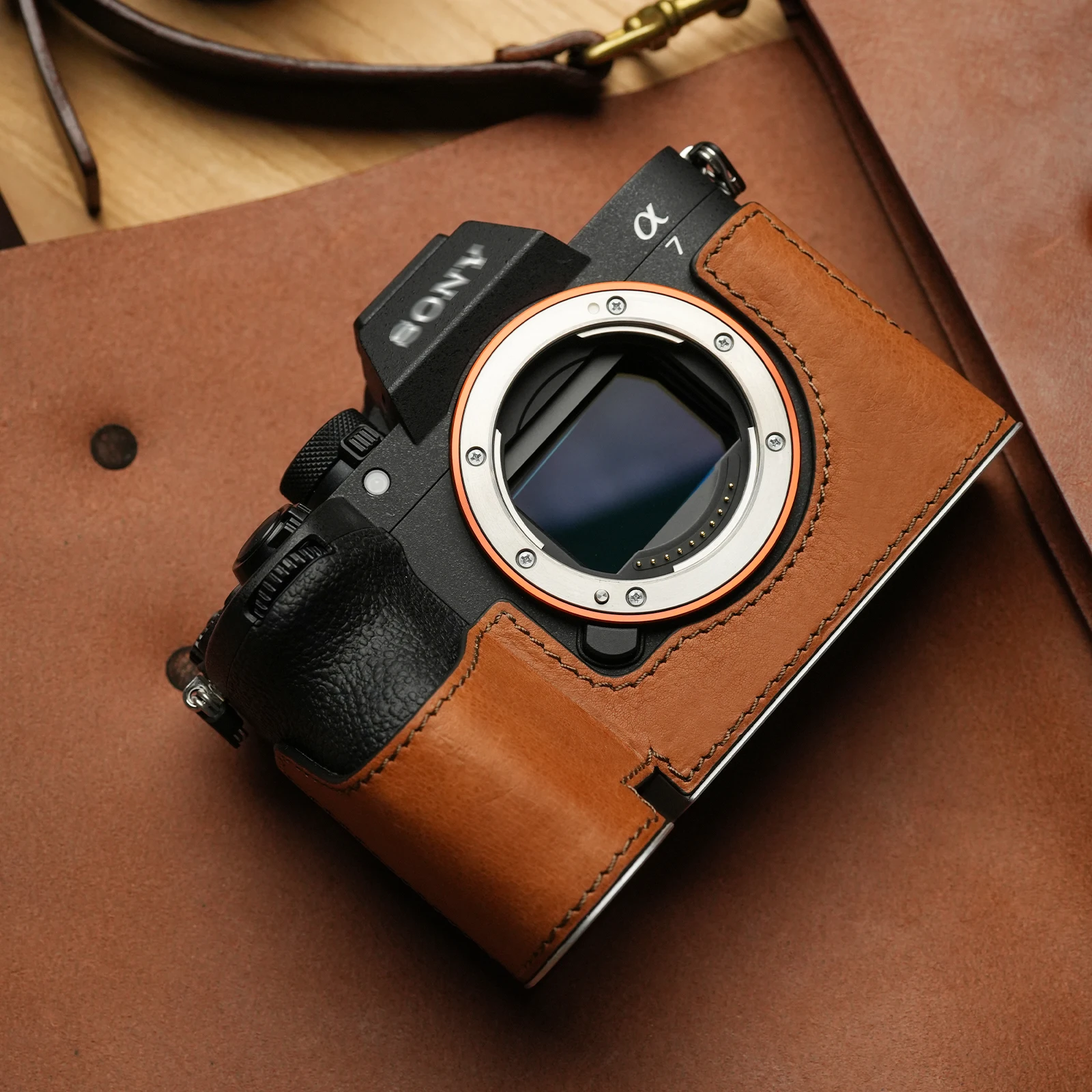 Mr.Stone Camera Case Accessories for Sony A7M5 Handmade Protective for a7m5 Case Cover camera bag a7v Handmade Genuine Leather