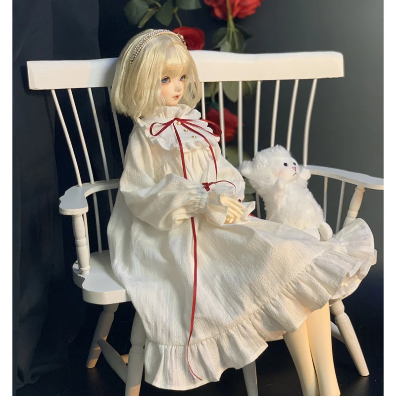 BJD Doll clothes dress for Blyth 1/3 1/4 1/6  doll accessories doll clothes Long white nightdress MDD SD Long sleeves dress