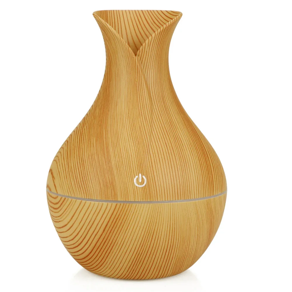 7 Colors LED Humidifier Vase Household Wood Grain 200ML Humidifier Summer Indoor Aromatherapy Diffuser Office Silent  Atomizer image 5