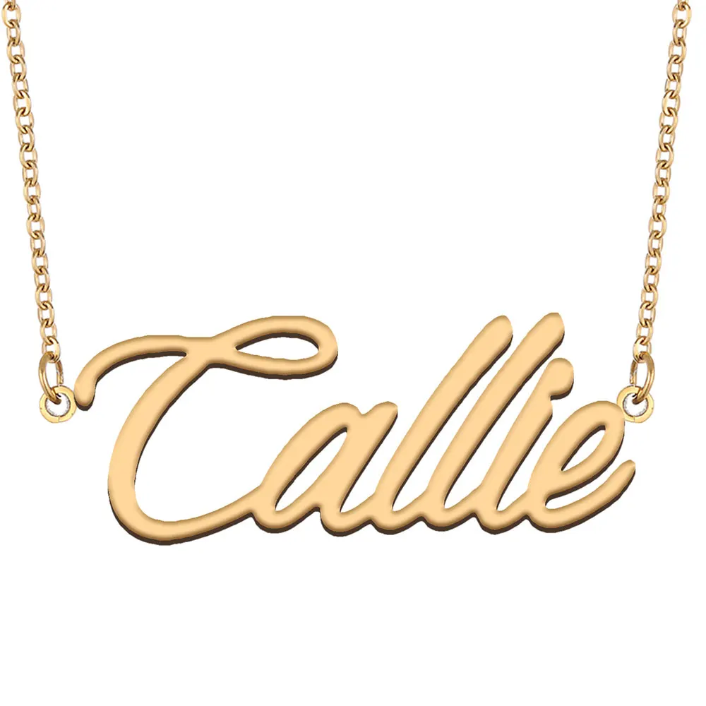 Callie Name Necklace for Women Stainless Steel Jewelry Gold Color Nameplate Pendants Collares Para Mujer Letters Choker