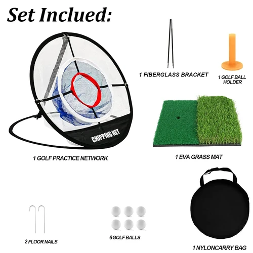 Imagen 1 del producto Red de astillado para práctica de Golf emergente con estera para golpear Golf, objetivo de entrenamiento, red plegable portátil para precisión y práctica de Swing