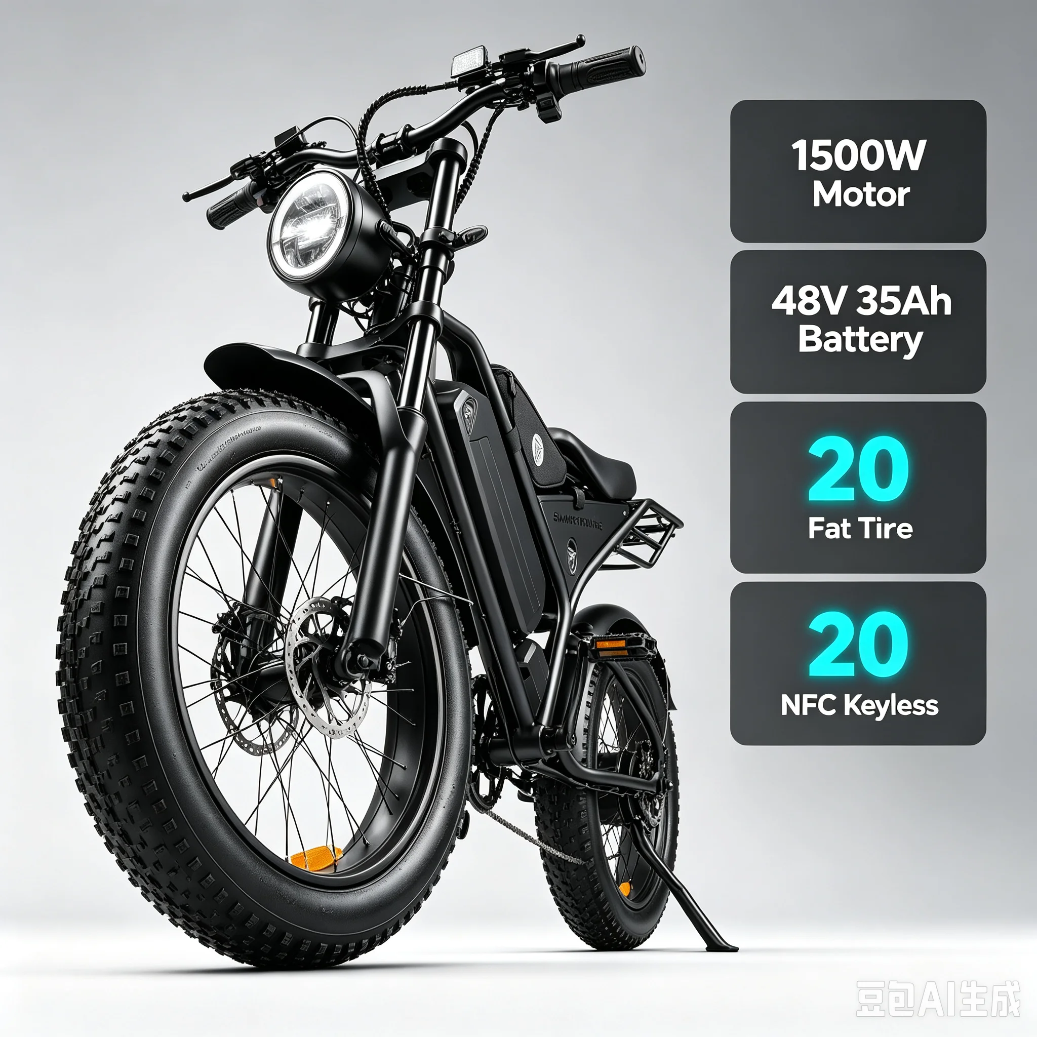 1500W Peak 85N.m Electric Bike SU8 20"x4.0 Fat Tire Full Suspension E‑Bike,48V 20Ah Removable Battery,32MPH Max Speed,Up to 60 Miles Range for Teens, Ships from USA view 6