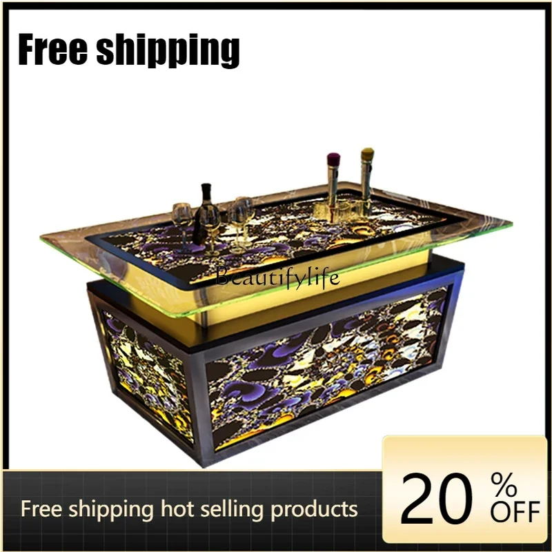 x4 KTV coffee table luminous tempered glass wine bar counter