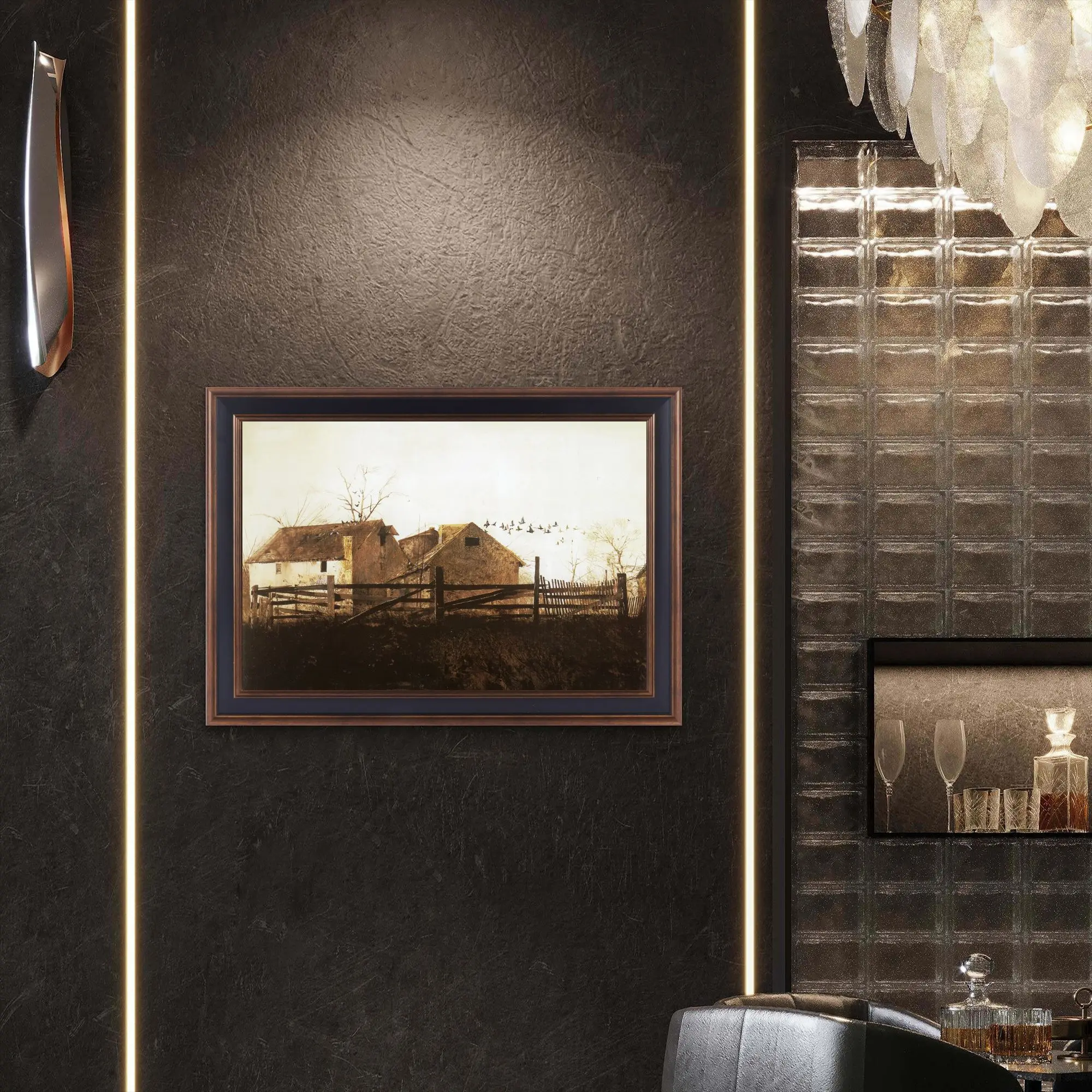 Andrew Wyeth Framed Canvas Wall Art – American Realist Rural Landscape Print, Classic Fine Art Home Decor