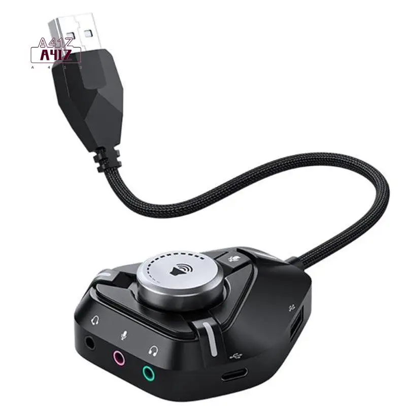 A41Z-95AF USB Sound Card External Sound Card With 3X3.5Mm 2Xusb 1Xtype C Port Sound Adapter For Desktop PC Laptop Headphone