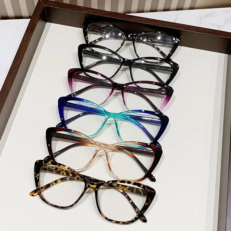 Fashion Purple Cat Eye Glasses Gradient Color Anti Blue Light Optical Eyeglasses Butterfly Frame Computer Reading Eyewear