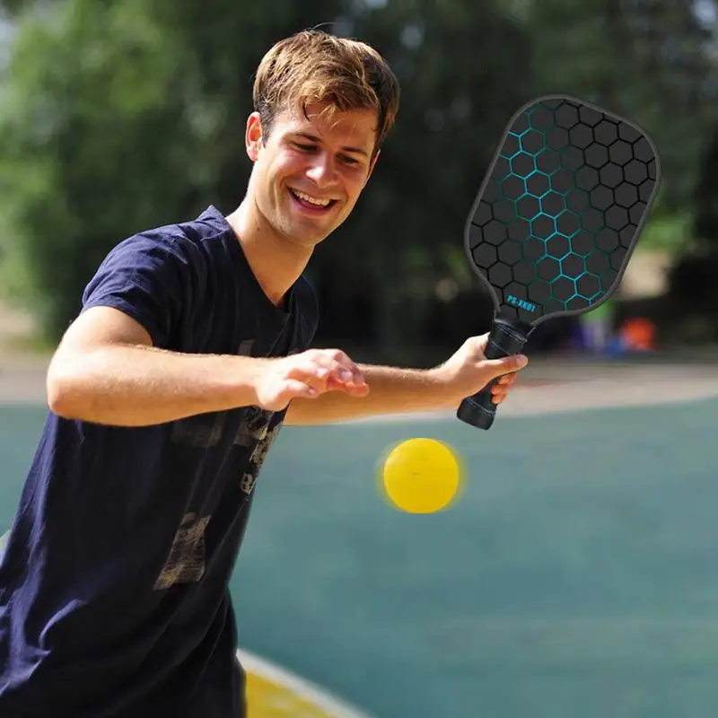 Set di racchette per palline di sottaceti Set di 2 racchette professionali Racchette per palline da paddle Racchette per palline di sottaceti in fibra di vetro 4 palline di sottaceti Attrezzatura da campo