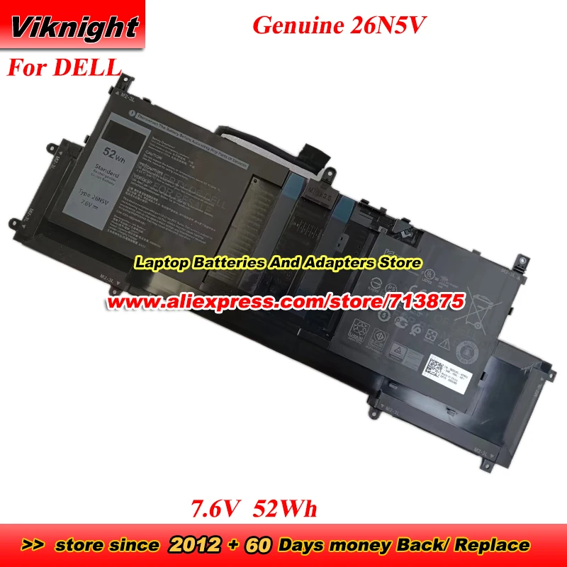 

Оригинальный аккумулятор 26N5V для ноутбука DELL 060GK6 60GK6, 7,6 В, 52 Втч