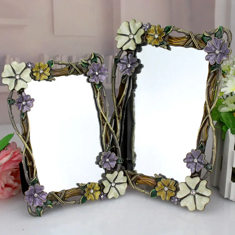 

Standing Vintage Table Makeup Decorative Mirror Bathroom Macrame Decoration Standing Mirrors Make Up Espejo Tocador Home Decor