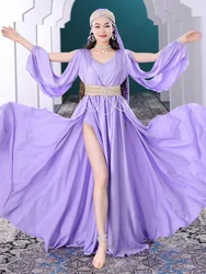 Solid Color Belly Dance Costume Performance Clothings Adult Latin Clothes Loose Flamco Suit 2024 Jazz Split Oriental Arab Woman