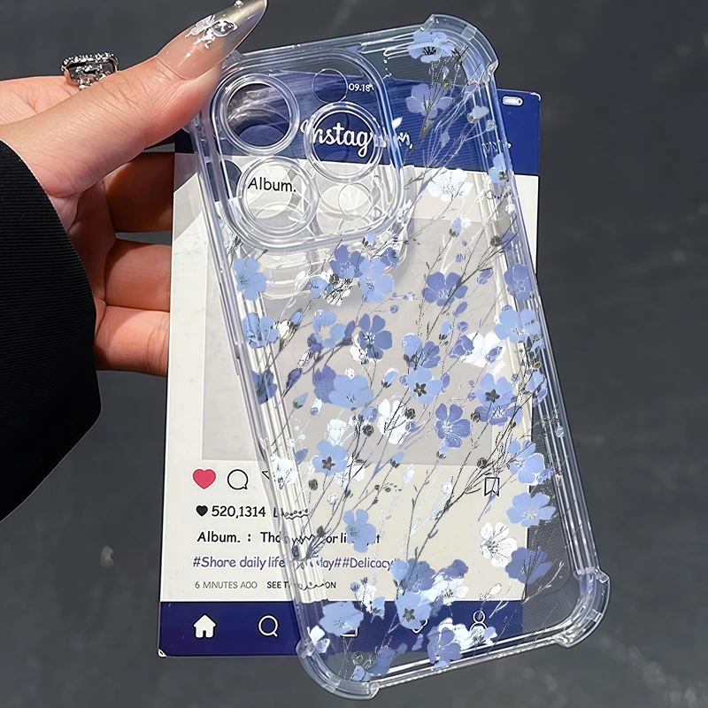Flowers Clear Case For Samsung Galaxy A17 A57 A56 A27 A16 A37 A36 A26 A07 A15 A25 A55 A35 A06 A54 A14 A34 A24 A05 A05S A04 A04E