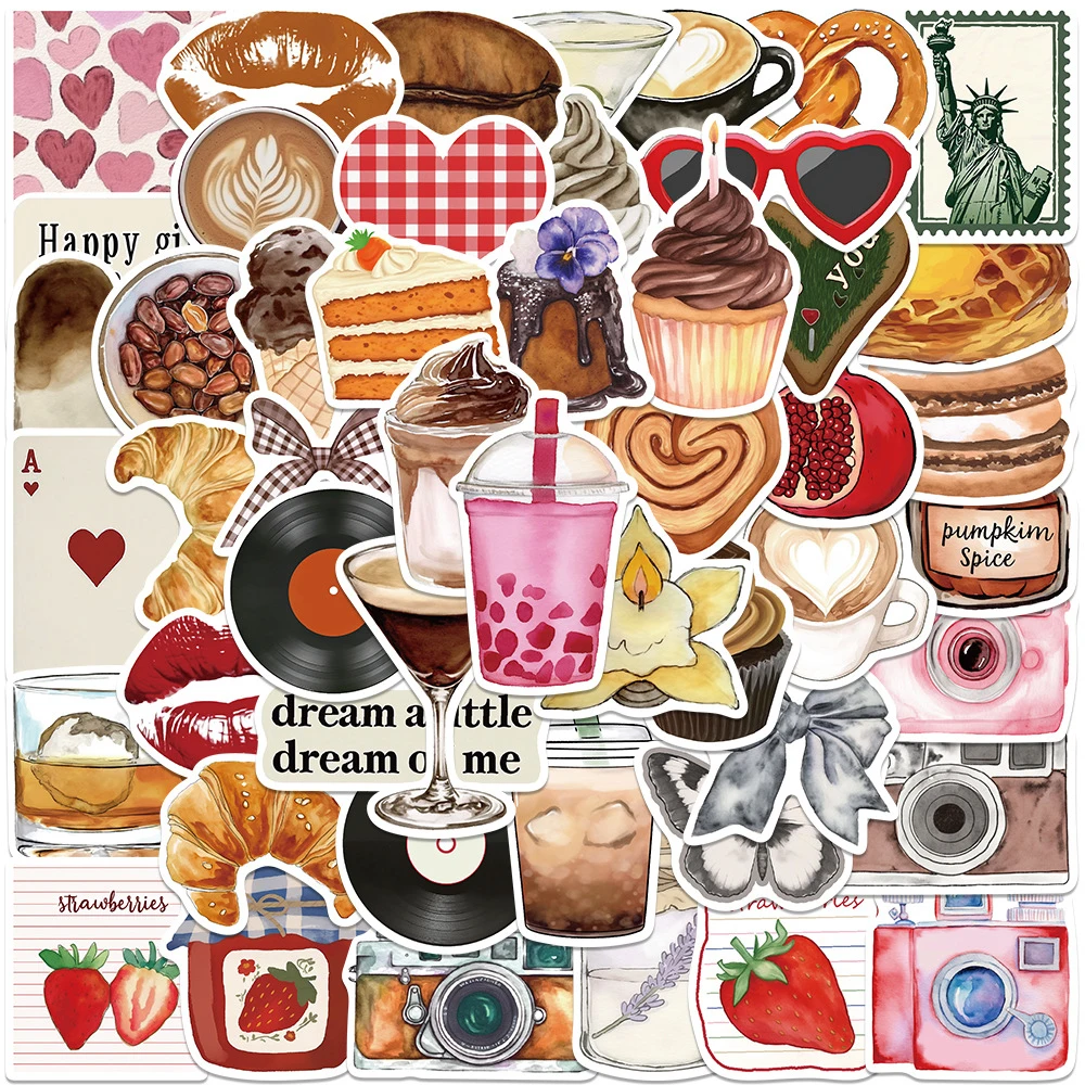 

10/30/50pcs Retro Pinterest Inspired Aesthetic Stickers Ins Style Graffiti Decals Water Bottle Guitar Phone Cartoon Sticker Pack