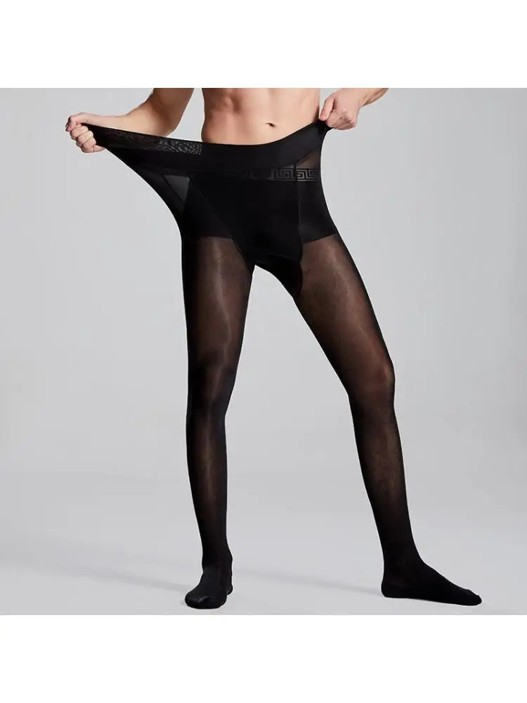 2024 Men Black Pantyhose 100kg Extended White Spring Autumn Thin Sports Basketball Stockings Tight Pants Skin Silk Color