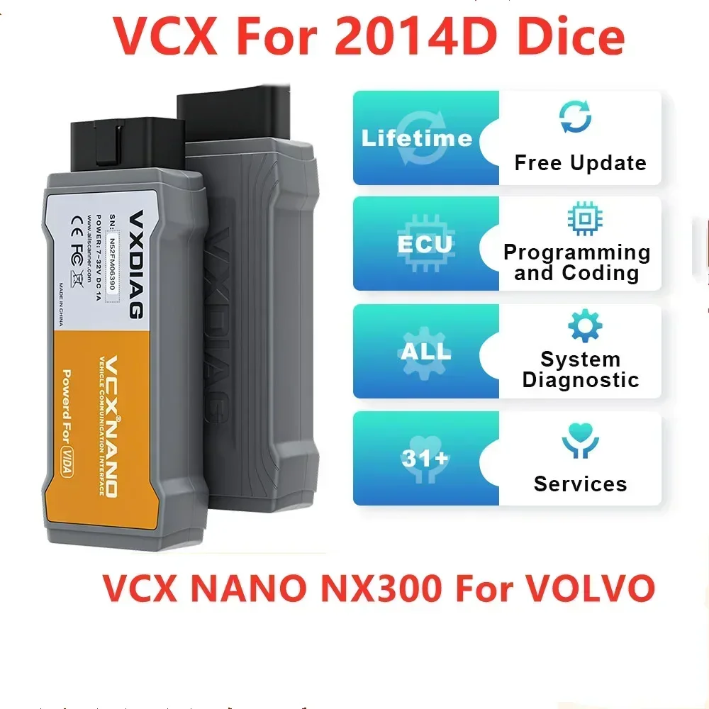 VXDIAG VCX NANO For Volvo 2014D Dice Coding Diagnostic Tools Automatic obd2 j2534 ECU Programming All System Lifetime free