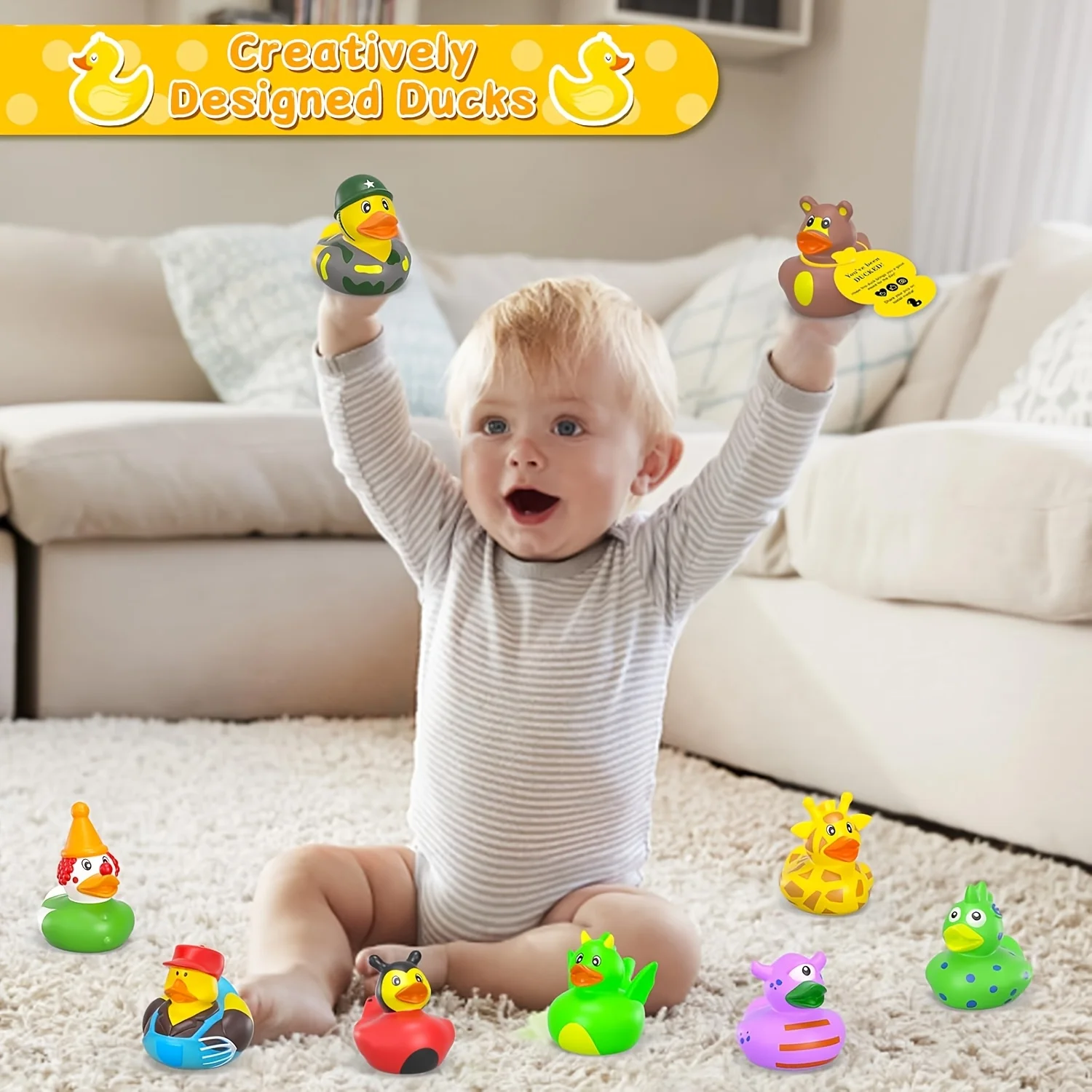 Duck-Themed Party Favor Boxes – 100/300/800-Piece Assorted Bath Duck Toys for Kids, Cute Floating Duckies for Bathtime, Birthday view 7