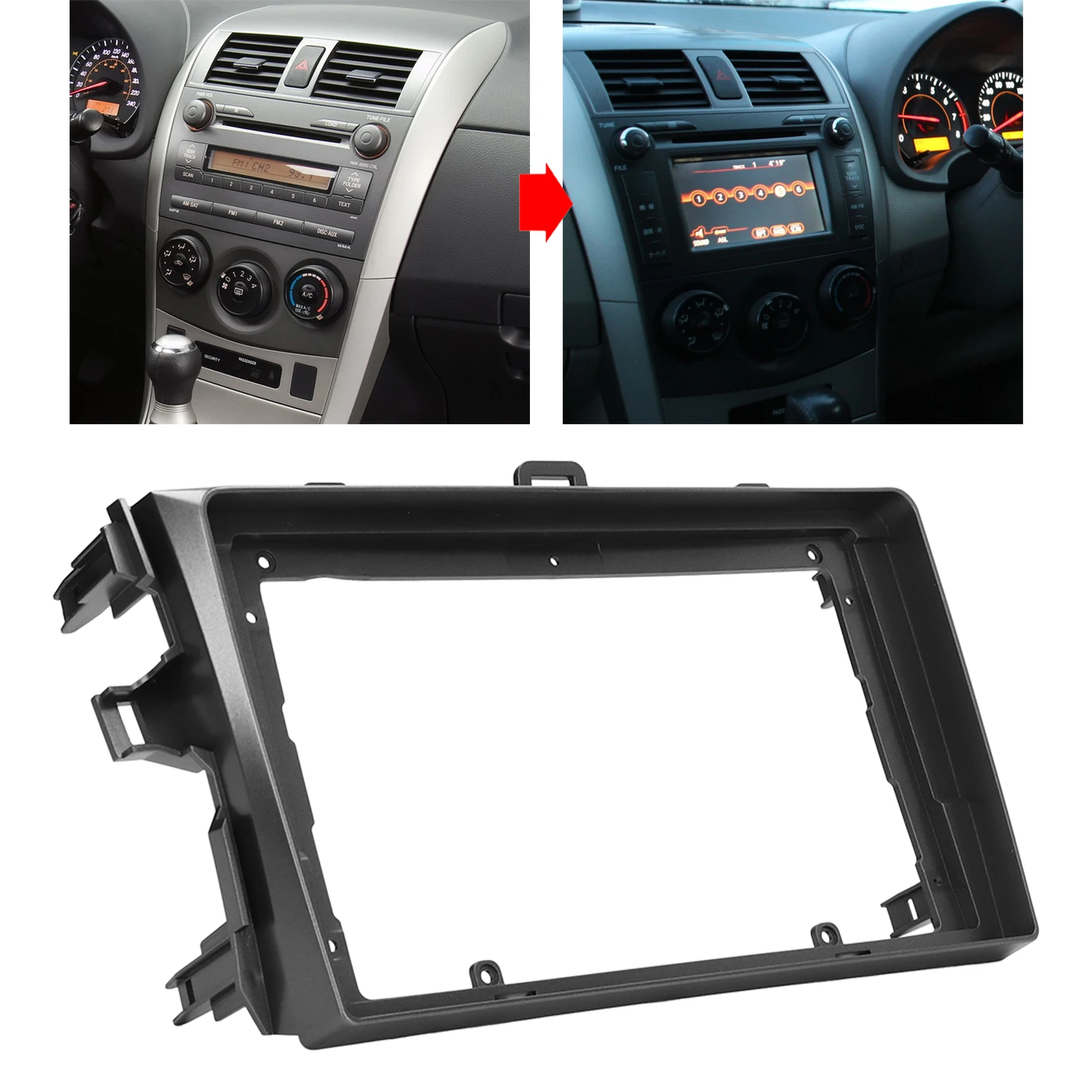 

9 Inch Silver Car Stereo Radio Fascia 2DIN ABS Audio Panel Bezel Replacement for Corolla 2006‑2013
