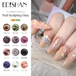 12Colors Nail Carving Glue 4D Three-dimensional Plastic Relief Glue Phototherapy Nail Polish Sculpture Plasticine Gum Glue