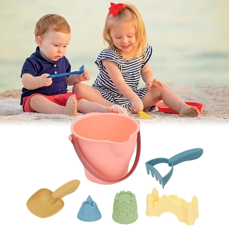 6pcs Sandcastle Molds Seaside Sand Portable Castle Mold Sand Mold Building Toy Babies Children Model Sand Building Kits