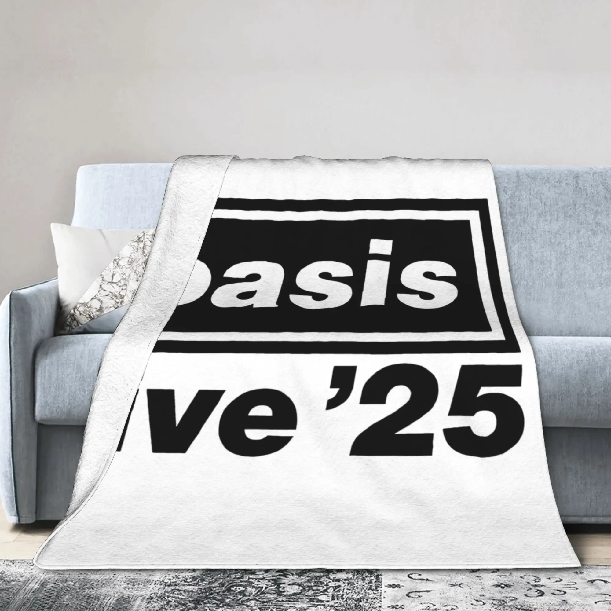 O-Oasis Live 25 Tour Blankets Flannel Rock Band Lightweight Thin Throw Blankets for Bedroom Sofa Bed Rug
