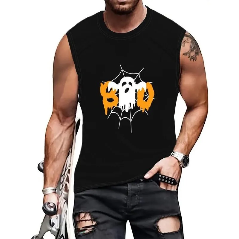 

Halloween Skeleton Print Vest Warmth Inner Wear Regular Fit Citywalk Suitable Printed Design Halloween Apparel