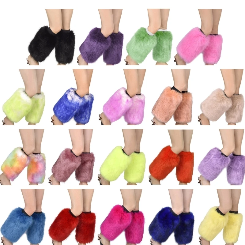 

Women Vintage Furry Leg Warmers Winter Warm Party Vibrant Faux Fur Cuffs