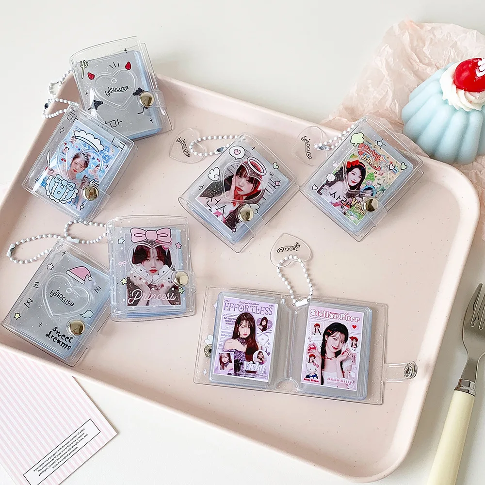 Kpop Fashion Korean Mini 2in Photo Album Cute Girl Idol Photo Storage Card holder Student Bag Decoration Pendant Keychain Gifts