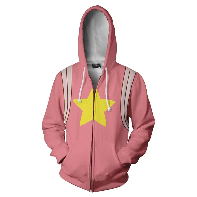 

az15Steven Universe Quartz Women Men Cheeseburger Costume Harajuku Hoodie Sweatshirt Casual Zipper Hooded Jacket