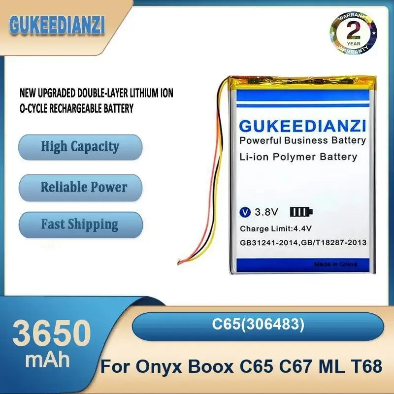 

C65(306483) 3650mAh High Capacity E - Book Reader Battery For Onyx Boox C65 C67 ML T68