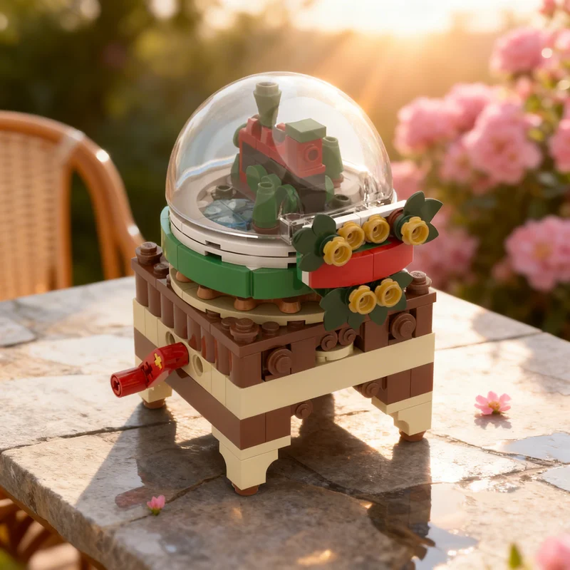 167pcs MOC Seasonal Christmas Turntable Train Snow Globe Model Building Blocks Christmas Gift Craft Brick Assemble Education