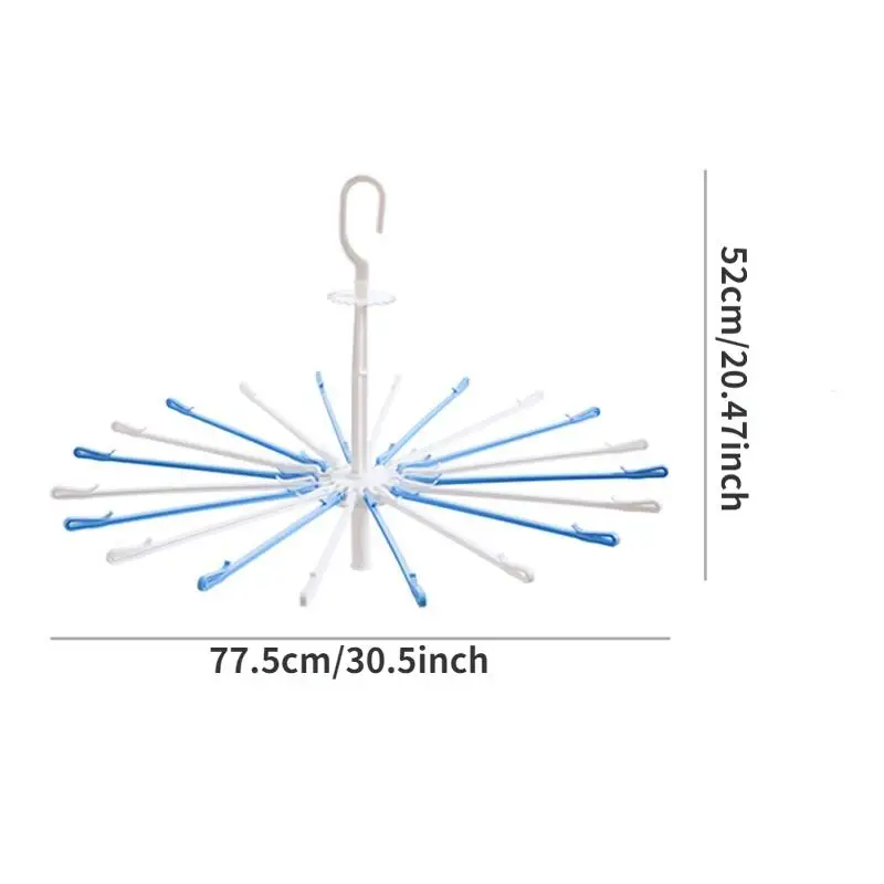 1 Pc 20 Clips Umbrella Shape Drying Rack Windproof Foldable Rotating Clothes Organizer for Kids Towels Socks Underwear Hangers