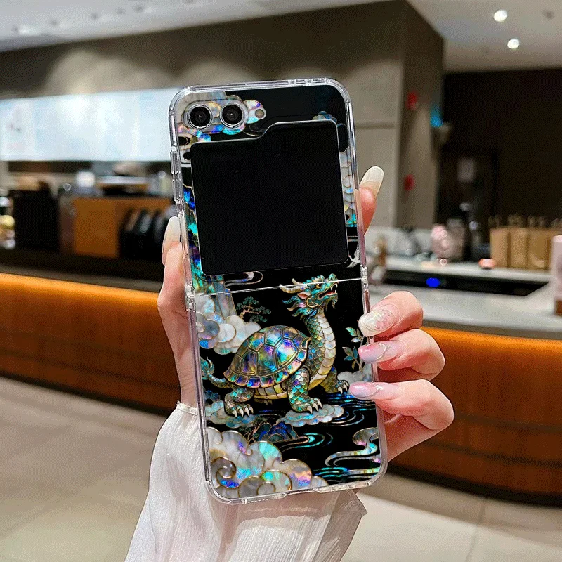 Stylish Tiger Dragon Marble Texture Phone Case for Samsung Galaxy Z Flip 7 Flip 6 5 4 3 5G Folding Cover for Z Flip7 Flip5 Shell view 4