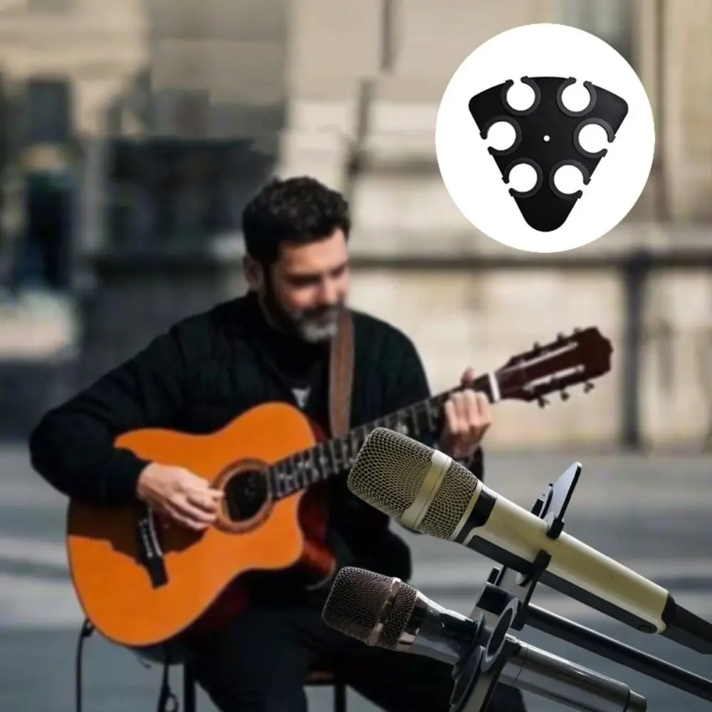 

Hands Free Multi Microphone Holder Adjustable Portable Microphone Storage Stand Performing Black Mic Stand Tray Microphone Props