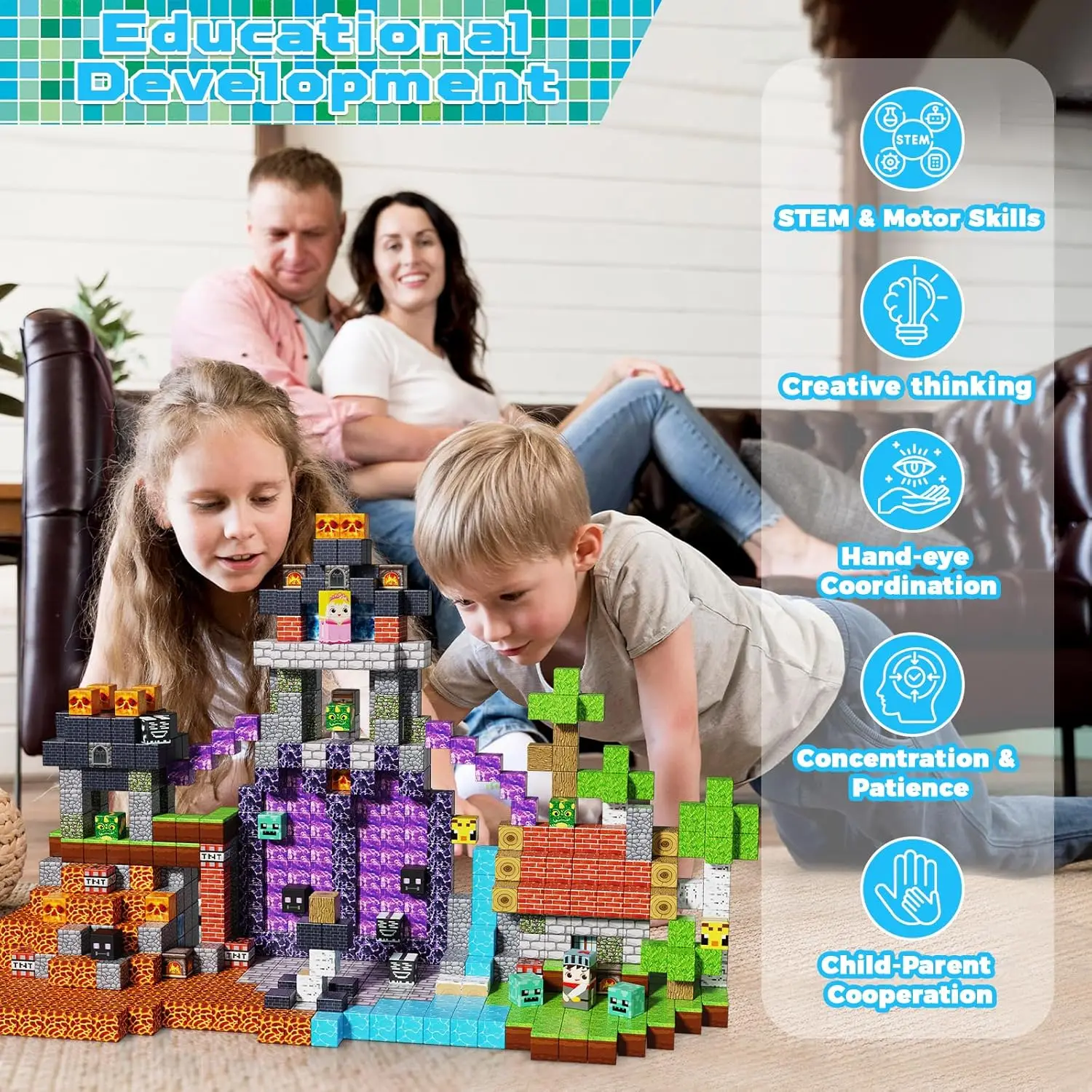 Blocs de Construction magnétiques, 100 pièces, Cube magnétique empilable, route de Construction avec tige de voiture, cadeaux de noël et du nouvel an Montessori