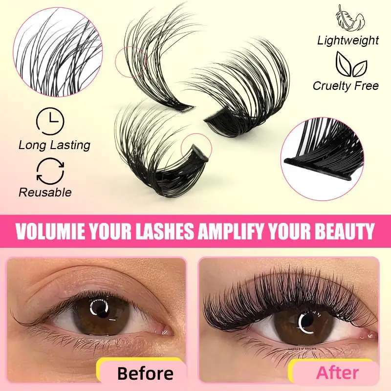 False Eyelash Cluster Individual Mixed Length Lashes Volume Extension Soft Natural for Beauty Studio Use