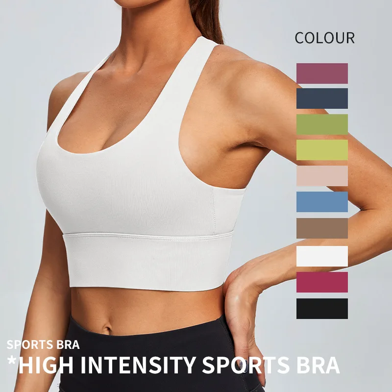 Women Big Size Cross Back Fitness Sport Bra High Strength Tight Top Comprehensive Training Gym Yoga Underwear with Chest Pad