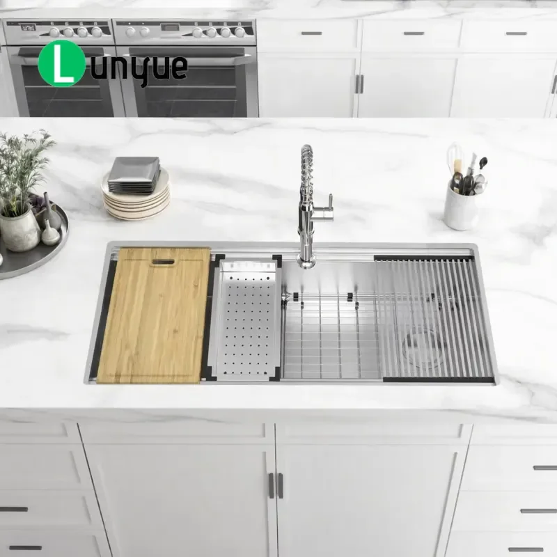 SUS 304 Stainless Steel Handmade Single Bowl Kitchen Sink Brushed Surface Undermount Installation Modern Design Durable