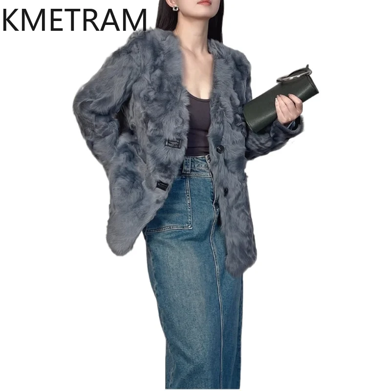 

Natural Xiaohu Wool Sheepskin Double Faced Fur Jacket Women Fashion V-neck Real Fur Coat Winter Woman Clothing 2025 шуба женская