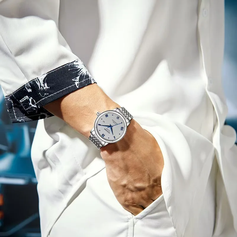 New Men Wristwatch Luminous Waterproof Business Quartz Watch Elegant Male Daily Dress Wrist Clock for Office