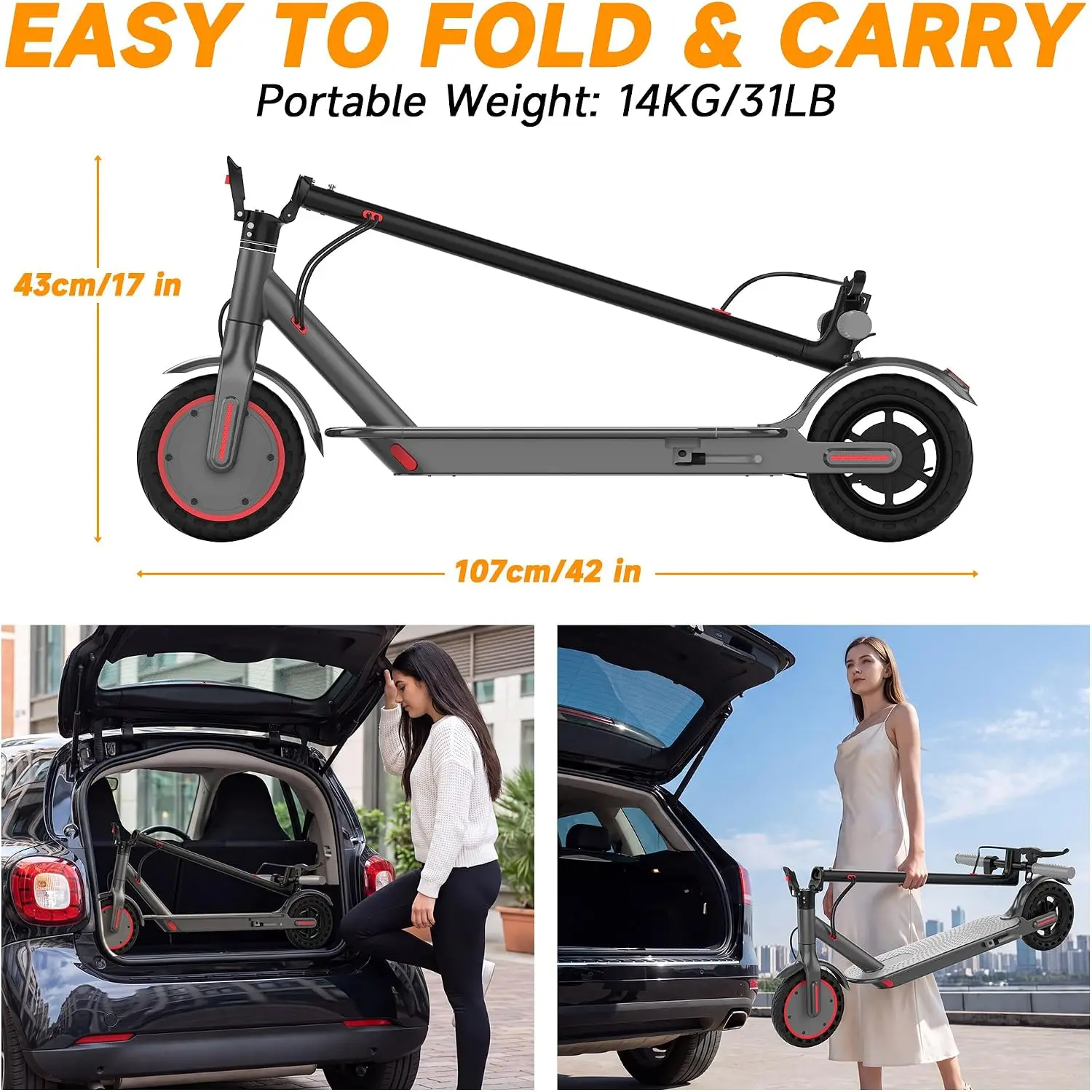 8.5'' Electric Scooter for Adults, Folding E Scooter with 350W Motor 19Mph Top Speed, Max 19-23 Miles Long Range Commuting Scooters with Dual Brakes System, APP Control 7