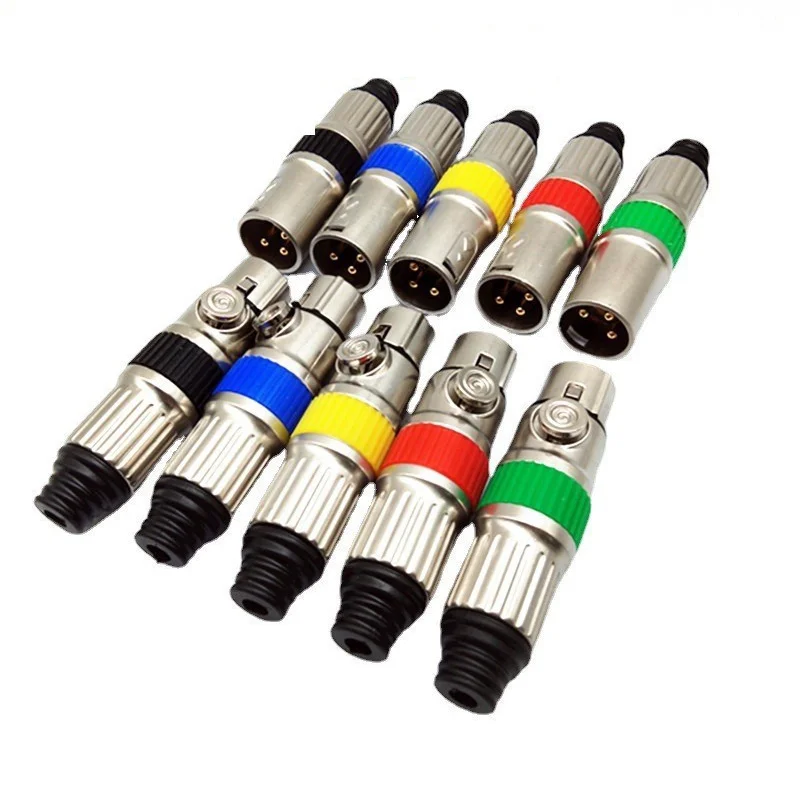 5/20/100PCS Gold plating colour 3Pin XLR Connector Audio Microphone Plug 3Pole Speaker Connector Female Male DIY socket