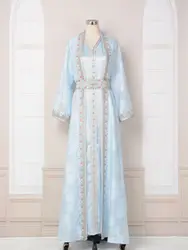 Party Ramadan Eid Wedding Moroccan Kaftan Dress for Women, Takchita 2 Pc Set, Dubai Turkish Arabic Gown Caftan Islamic Clothing