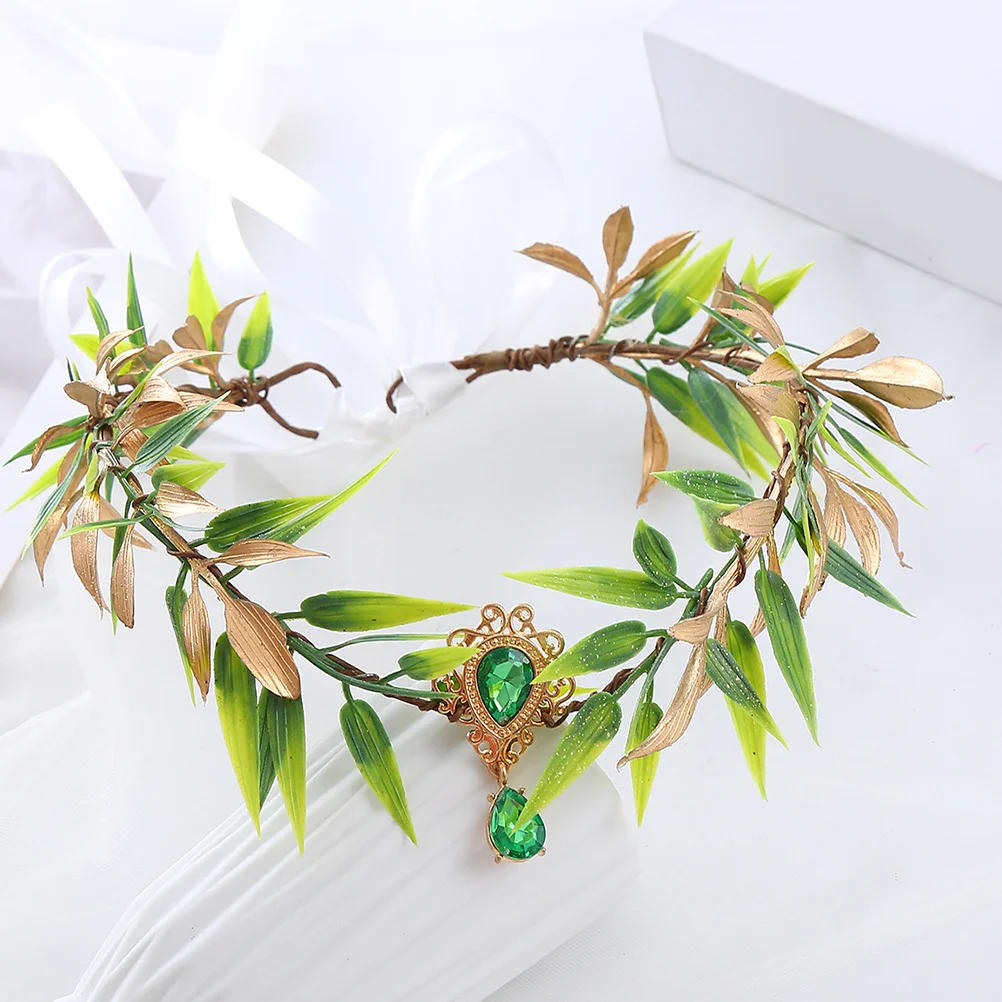 Simulation Leaf Crown Bridal Headband Elegant Fairy Hair Hoop Party Headdress Wedding Hair Accessories for Women