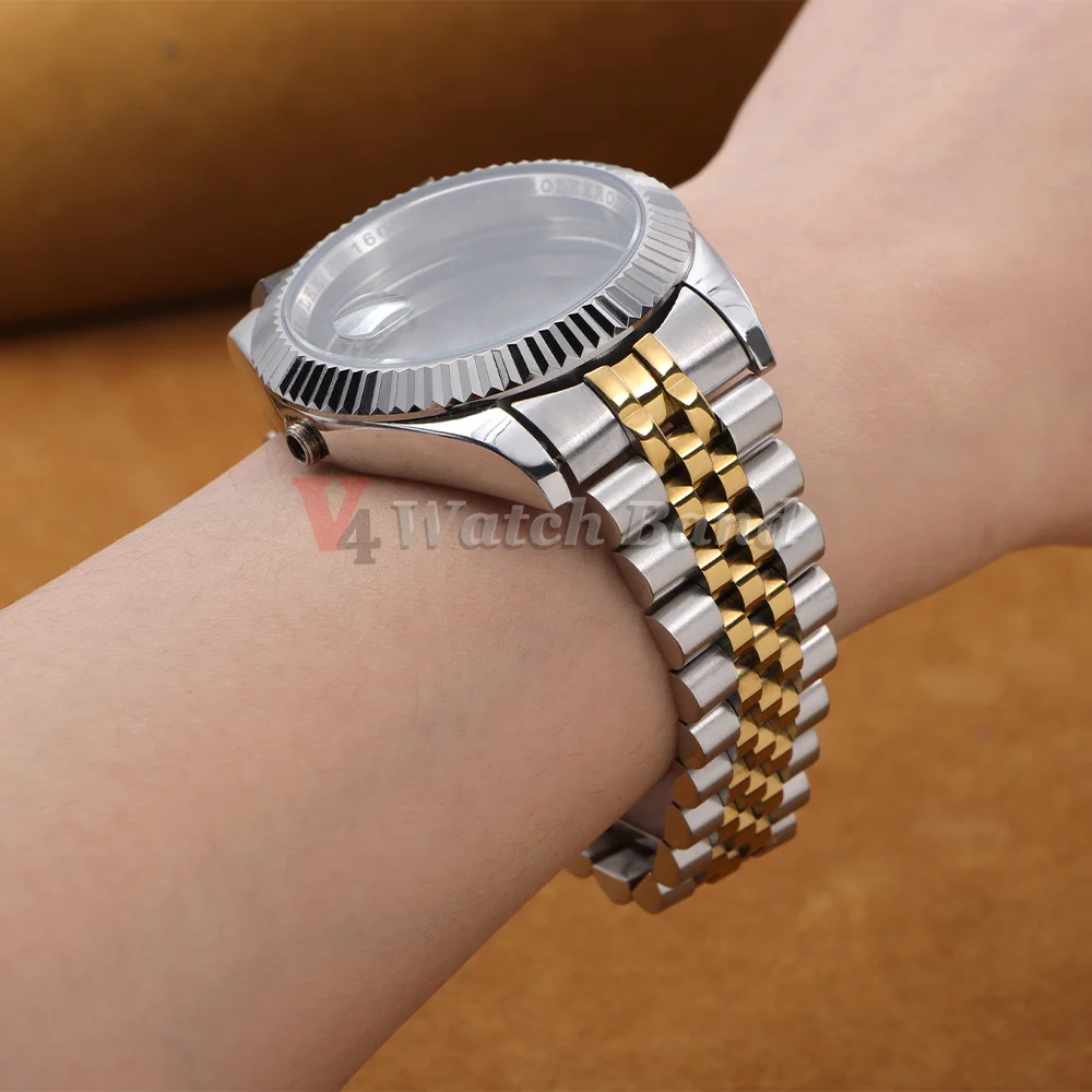 Massives Gebogenes Luxus-Uhrenarmband 13mm 17mm 20mm 21mm für Rolex GMT Edelstahl-Uhrenband für Jubilee Metall-Armband – Detail 13
