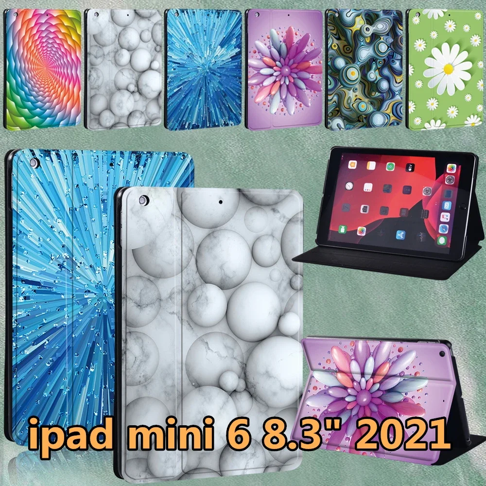 

New Case for IPad Mini 6 A2567 A2568 A2569 Case Funda Apple IPad Mini 6 2021 8.3" Leather 3D Pattern Protective Cover