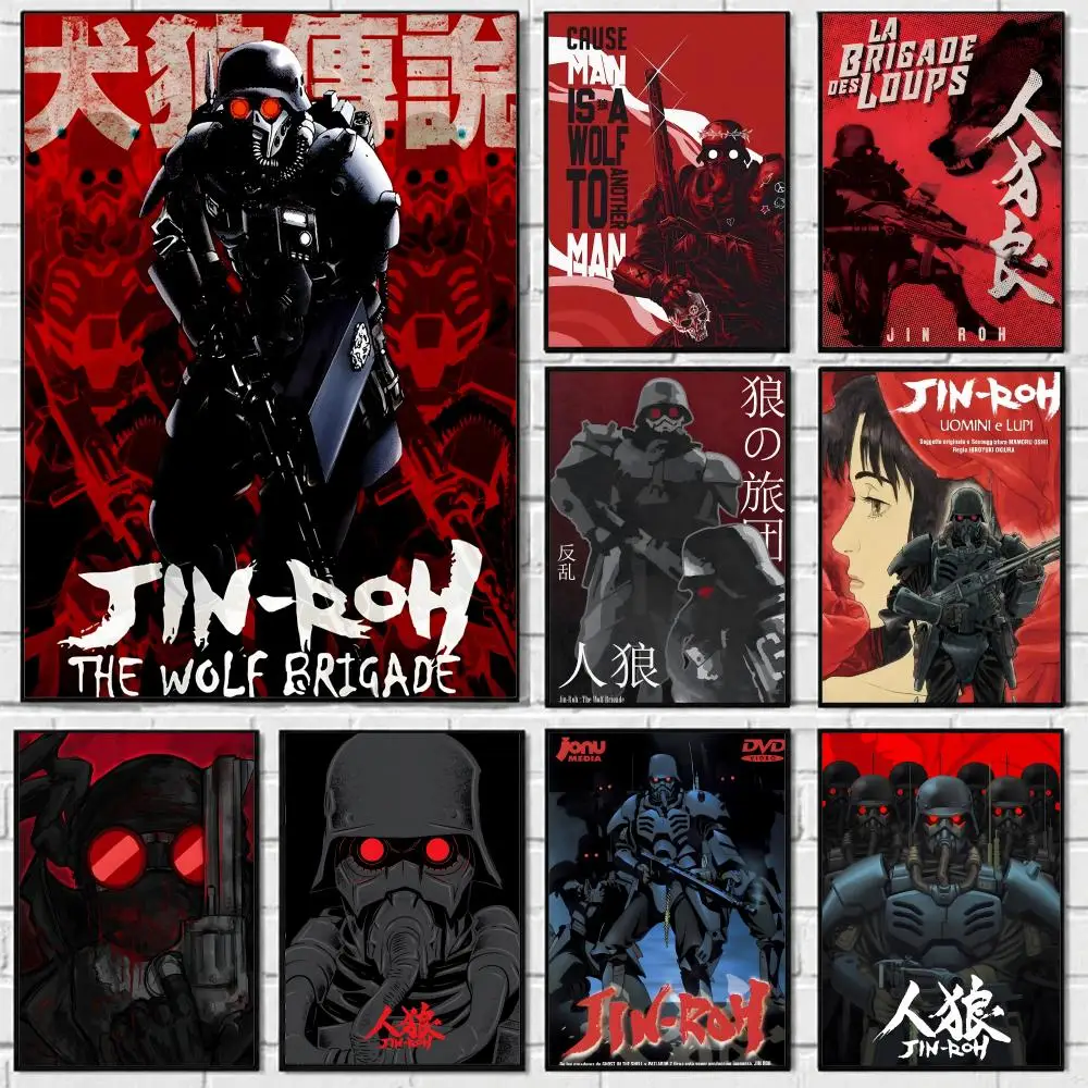 Anime Jin Roh The Wolf Brigade Poster Self-adhesive Art Waterproof Paper Sticker Coffee House Bar Room Wall Decor
