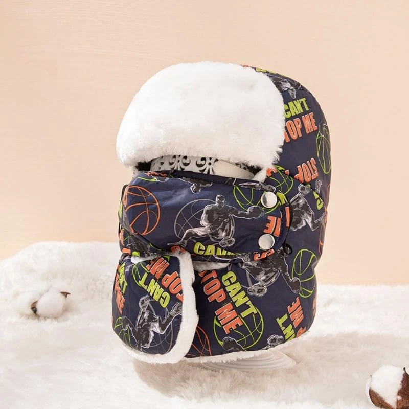 

J15U Hat Scarf Toddlers Baby Girls Boys Fleece Earflap Hats Newborn Kids Beanie Cap Winter Soft Warm Caps Ski Ages 3-8