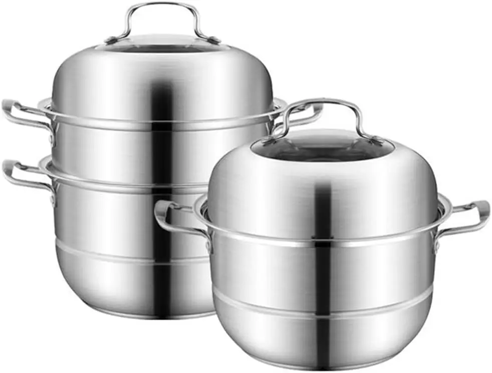 3-Tier/Layer Steam Cooker Pot, Kitchen Multi-function, For Induction Gas Stove