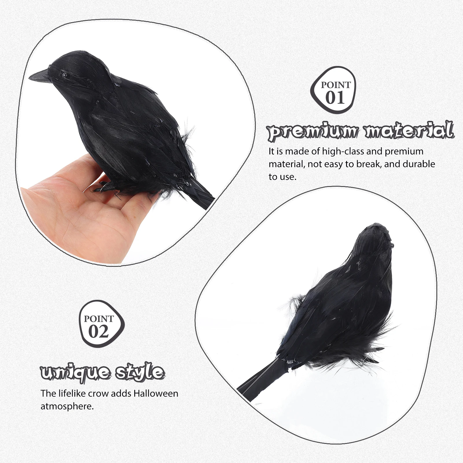 

6pcs Lifelike Durable Plastic Models Halloween Party Props Scary Crow Ornaments For Home Office Halloween Decor Desktop Crow