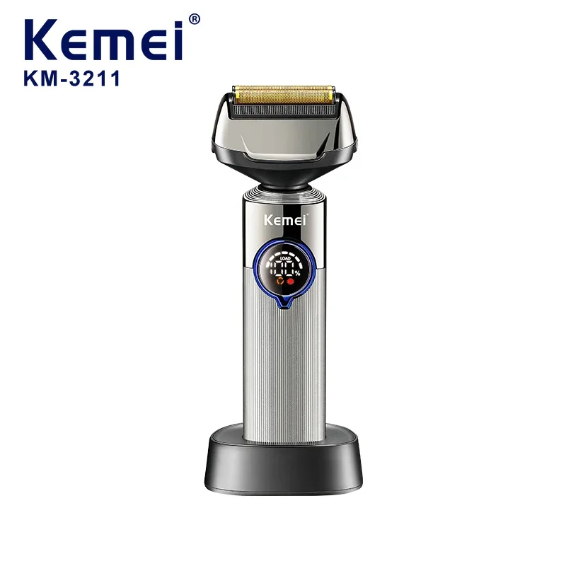 Kemei-KM-3211 Professional Shavers folha elétrica, impermeável, IPX5, carregamento USB, barba aparador para homens