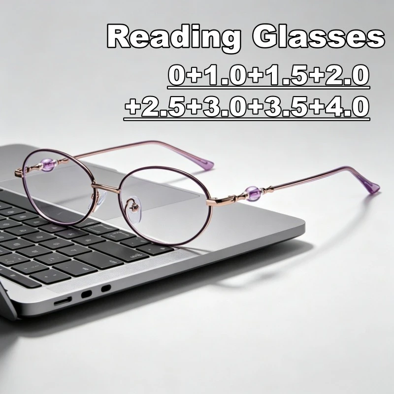 High-Quality High-Quality Metal Small-Frame Presbyopia Glasses Women's Pearl-Temple Minimalist and Versatile Anti Blue Light Reader Eyewear - Aliexpress Deal